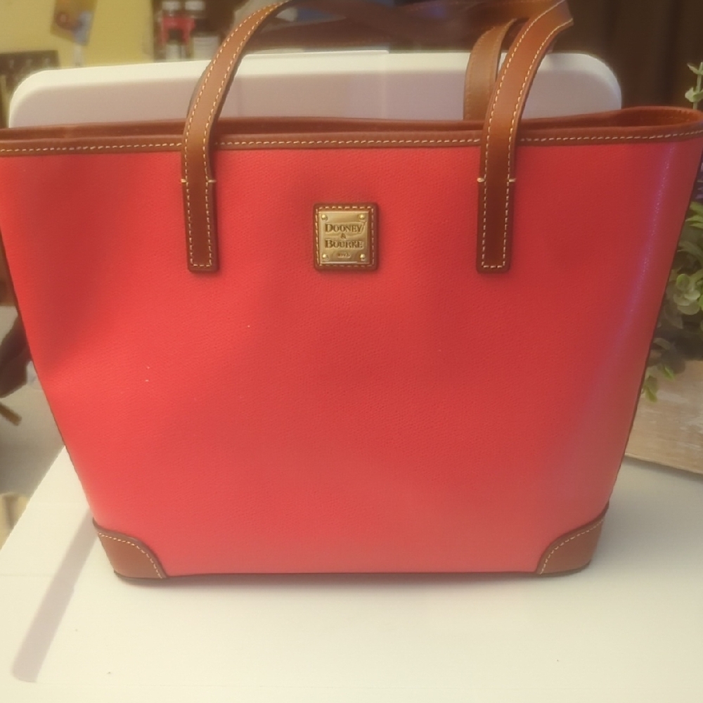 Dooney & Bourke Red and Brown Leather Tote